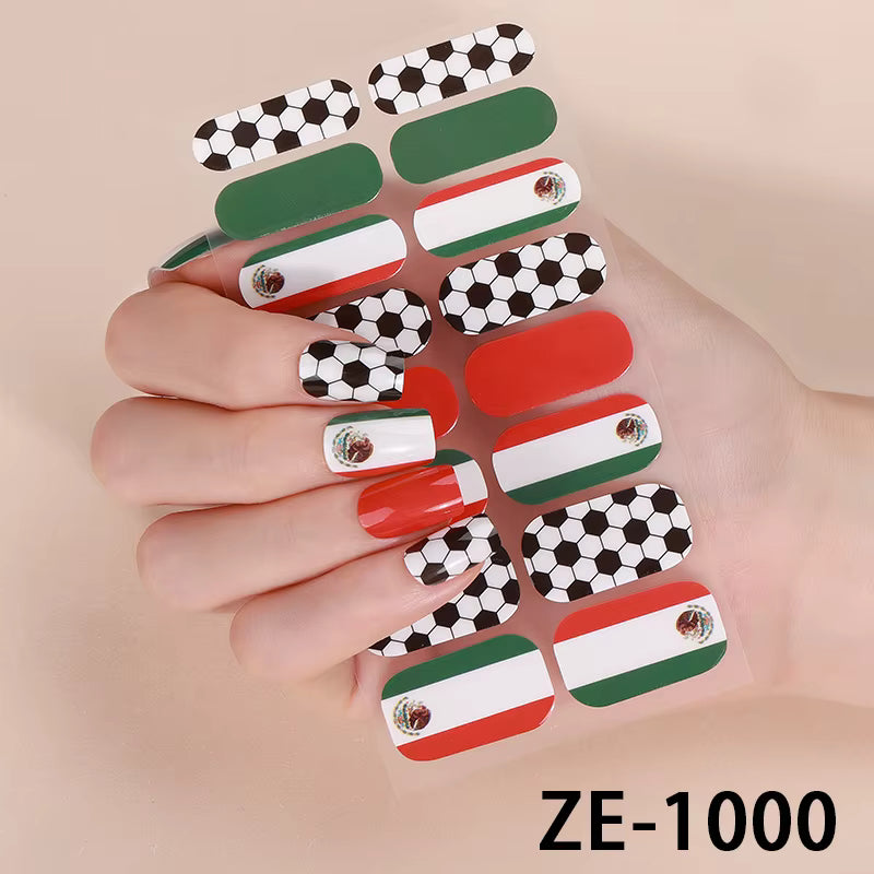 16 Nails Wraps Mexico Flag NO UV need it