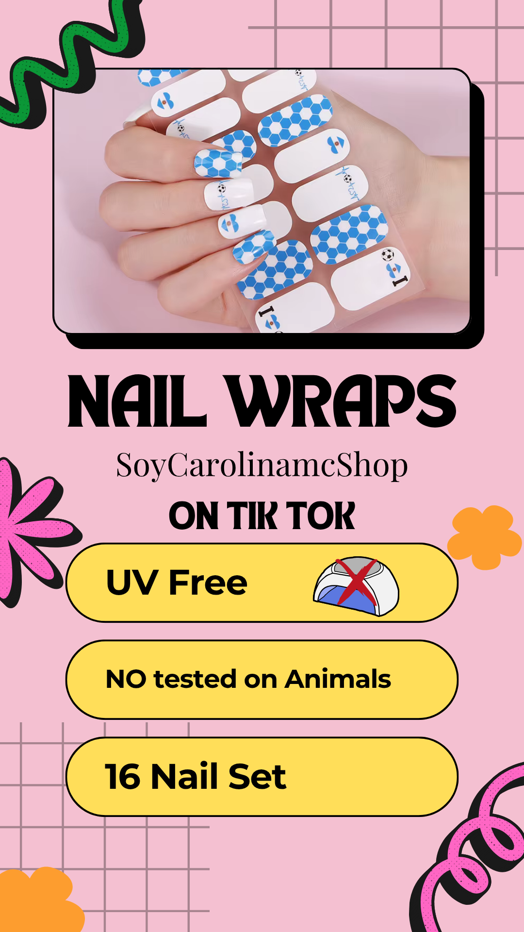 16 Nails Wraps Mexico Flag NO UV need it